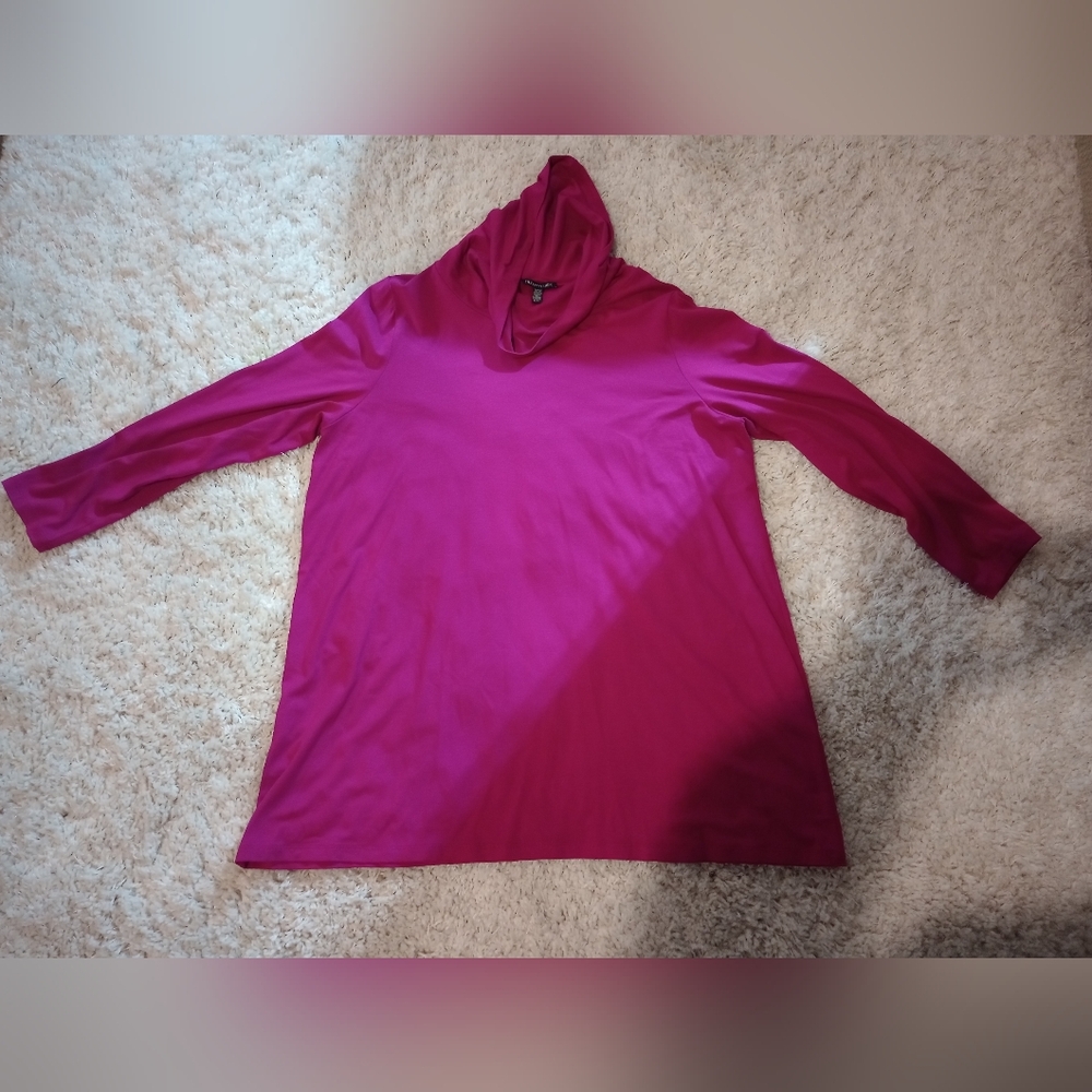 Eileen Fisher Pink Cowl Neck Long Sleeve Relaxed Fit Knit